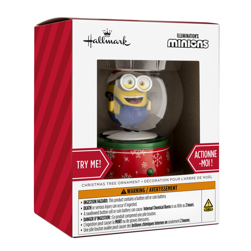 Hallmark Christmas Ornament (Minions Musical Snow Globe Motion), 1 Count