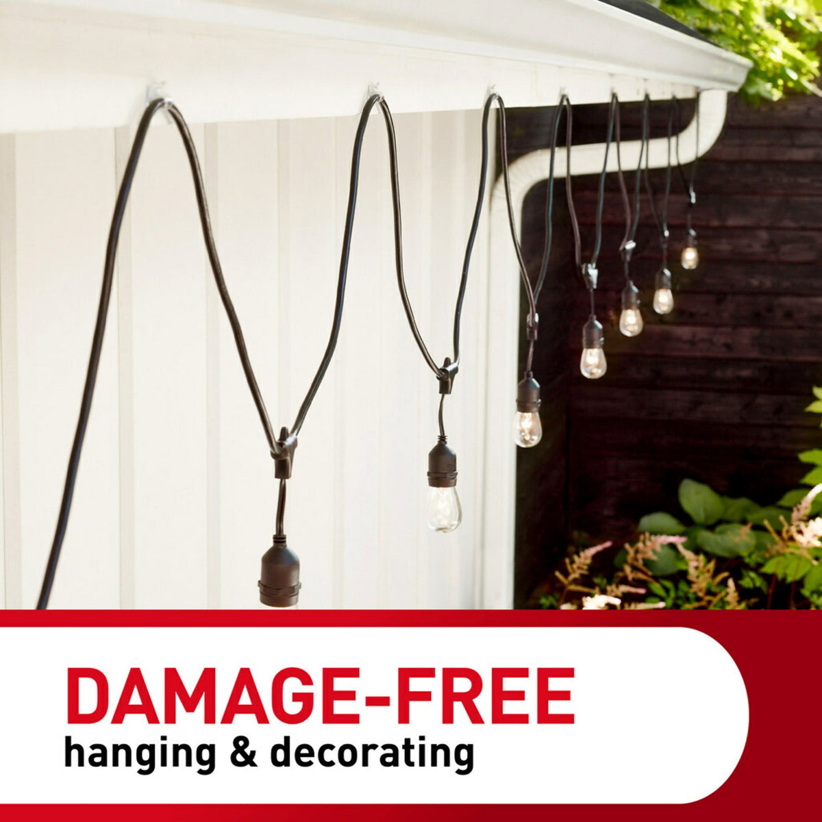 Command Outdoor Light Clips, Clear, Damage Free Decorating, 30 Clips and 32 Command Strips