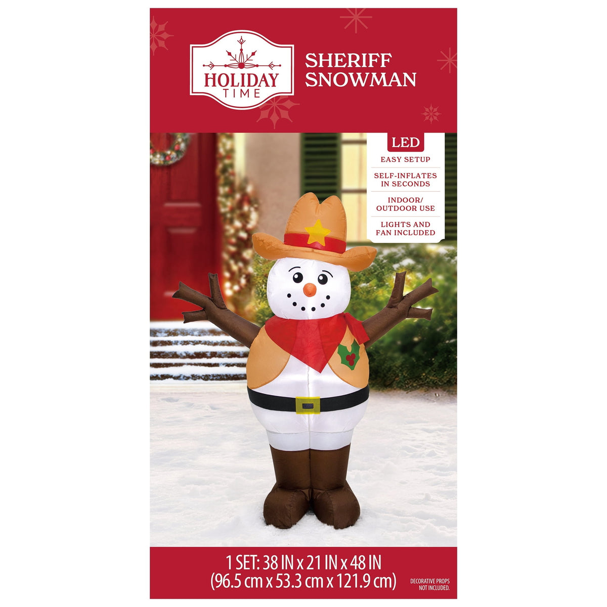 Multicolor Sheriff Snowman Christmas Yard Inflatable, 4', by Holiday Time