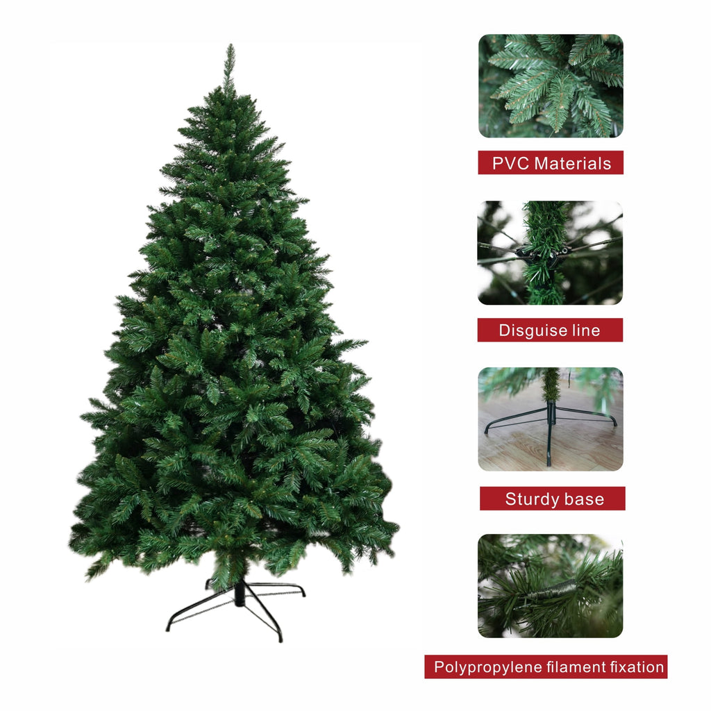 6' Premium Pine Artificial Christmas Tree with Hinged Branches & 60 Pine Cones