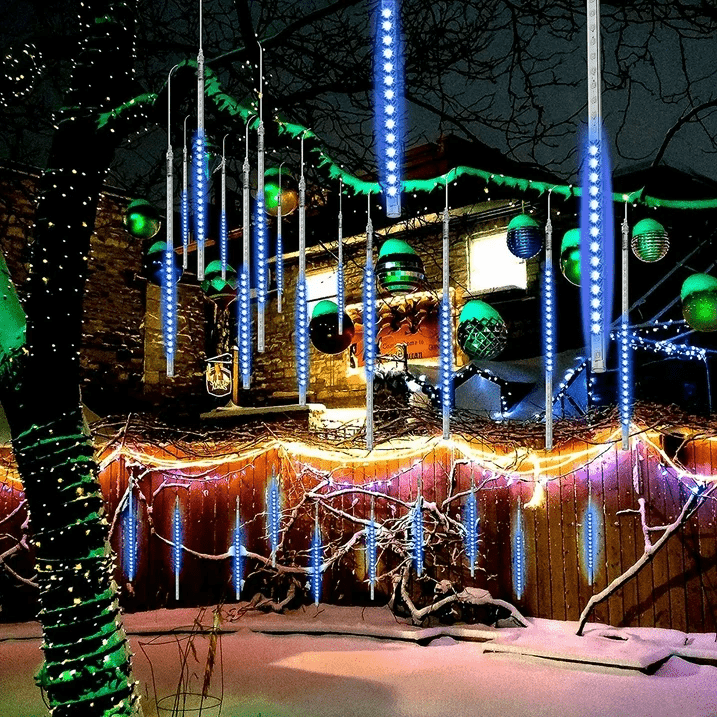 Upgraded Meteor Shower Rain Lights - 19.68 Inch, 10 Tubes, 540 LED Falling Rain Drop Christmas Light, Waterproof Cascading Lights for Holiday Party Wedding Christmas Tree Decoration (White)