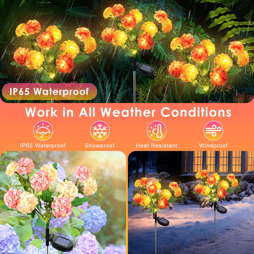 Qoosea Solar Garden Lights Outdoor Waterproof Decorative Flower New Upgraded 2 pack with 17 Butterfly Solar Lights for Garden Yard Outdoor Decor Pathway, Gifts for Mom