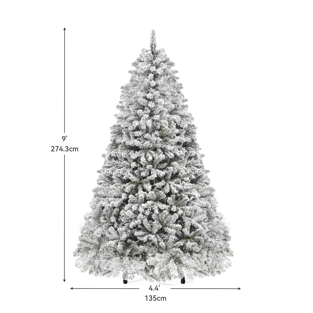 Dextrus 6ft Snow Flocked Artificial Christmas Tree with 250 Lights, Pre-Lit Holiday Christmas Pine Tree with 800 Branch Tips, 8 Light Modes and Foldable Base