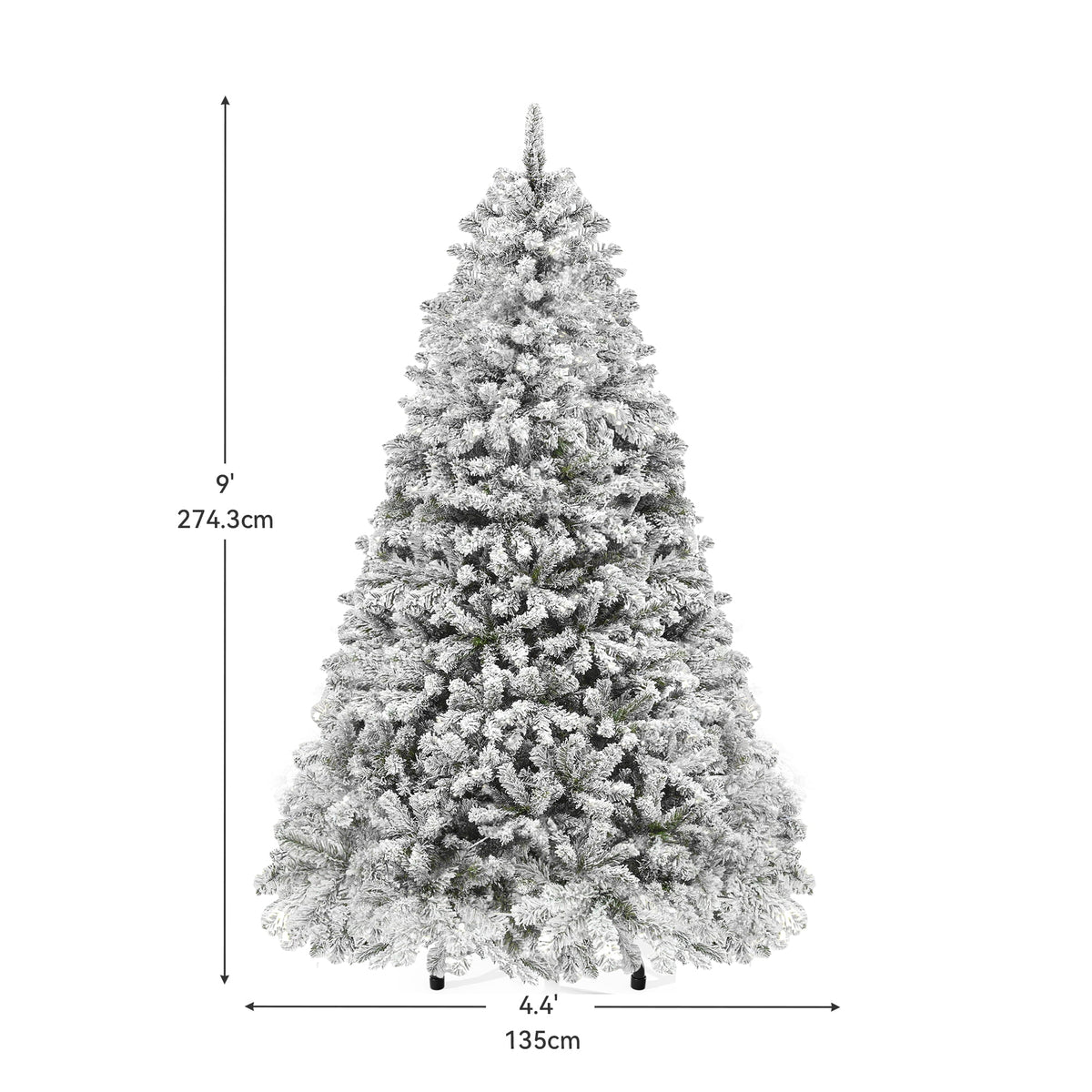 Dextrus 6ft Snow Flocked Artificial Christmas Tree with 250 Lights, Pre-Lit Holiday Christmas Pine Tree with 800 Branch Tips, 8 Light Modes and Foldable Base