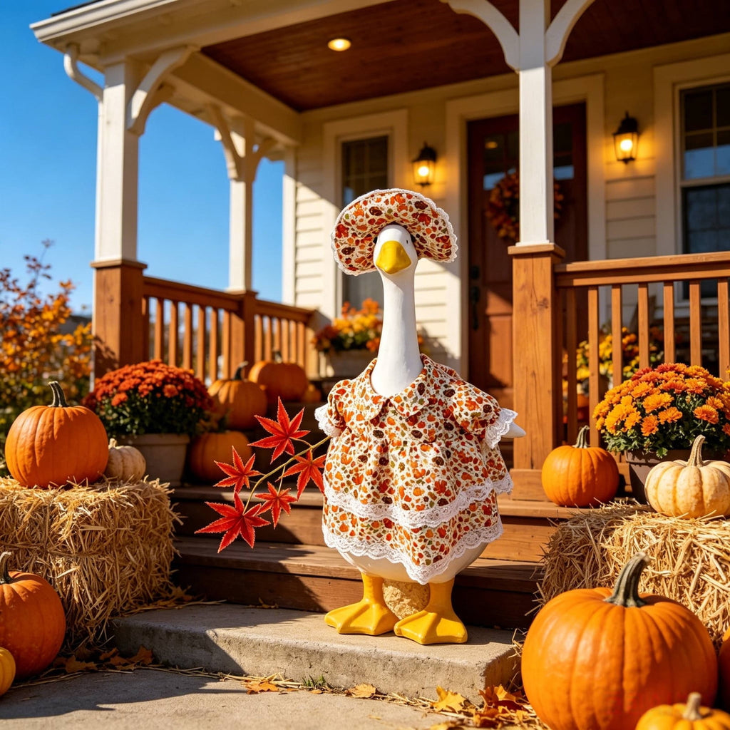 Lzobxe Porch Goose Clothes, Casual Style Lawn Yard Garden Decor for 23" High Cement or Plastic Geese, Goose Costume for All Season and Occasiona