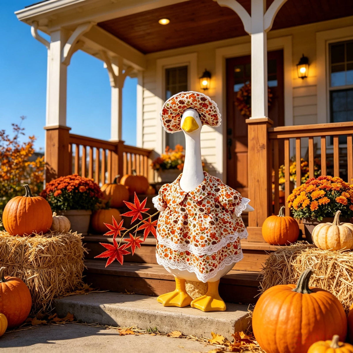 Lzobxe Porch Goose Clothes, Casual Style Lawn Yard Garden Decor for 23" High Cement or Plastic Geese, Goose Costume for All Season and Occasiona
