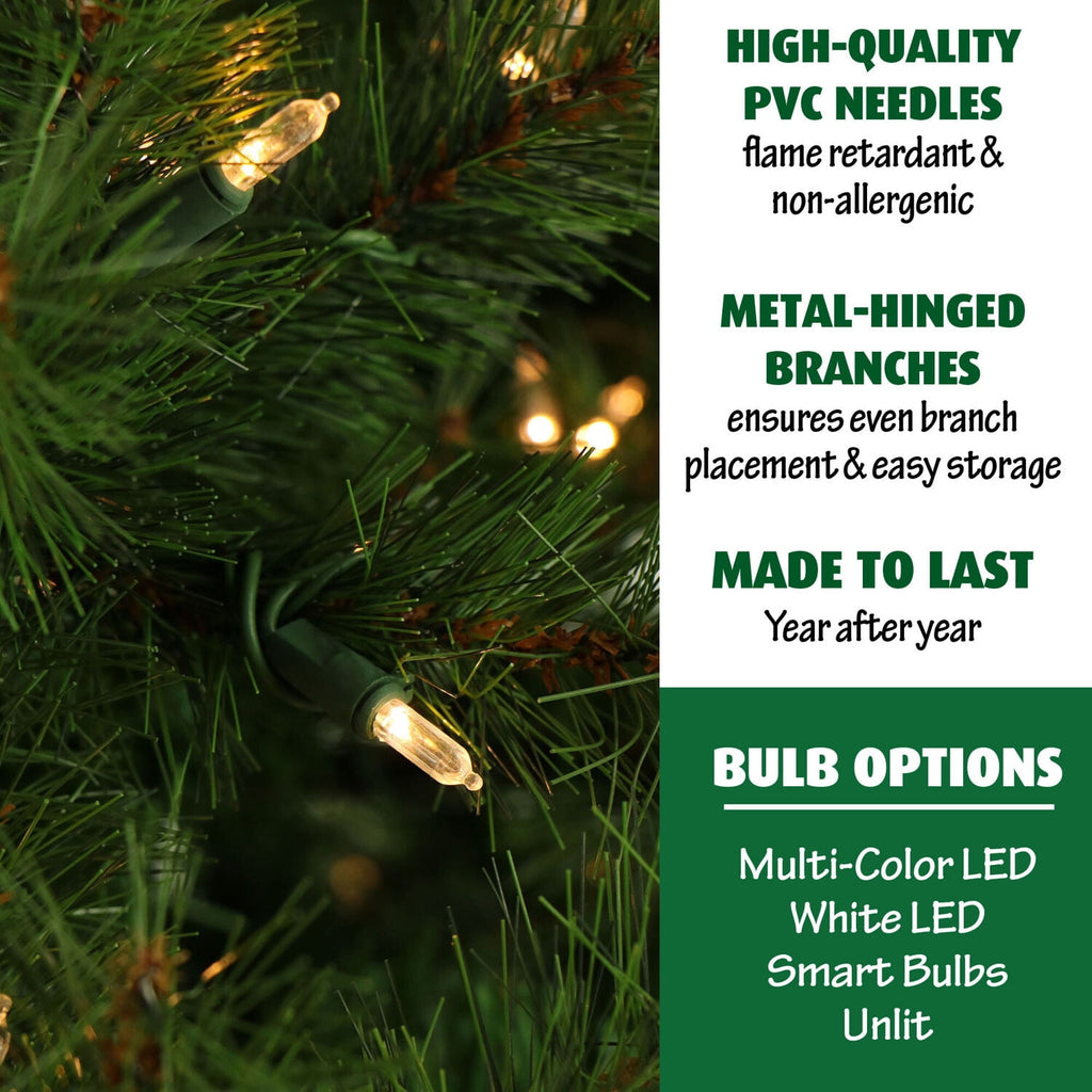 Fraser Hill Farm 7-Ft. Unlit Southern Peace Green Artificial Christmas Tree | Traditional Full Silhouette | High Quality Realistic Foliage | Foldable for Easy Storage | Holiday Decor | FFSP075-0GR