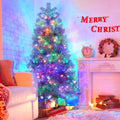 6ft Artificial Christmas Tree, 180 lED Christmas Tree with Metal Stand, Green Xmas Trees Seasonal Holiday Decoration Tree
