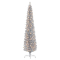 7 ft Pre-Lit Silver Tinsel Artificial Tree