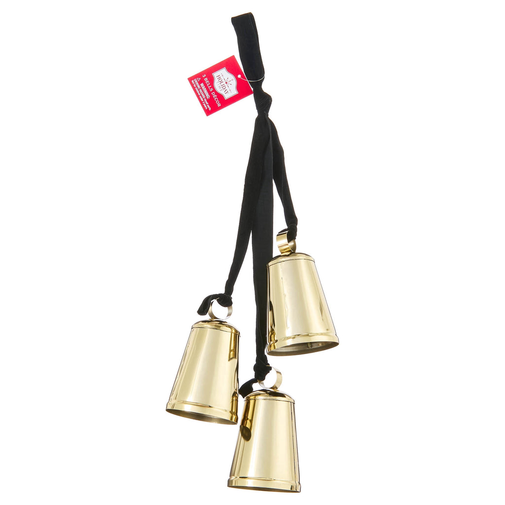 Metal Trio Bells Hanging Christmas Decoration, Gold, 22", by Holiday Time