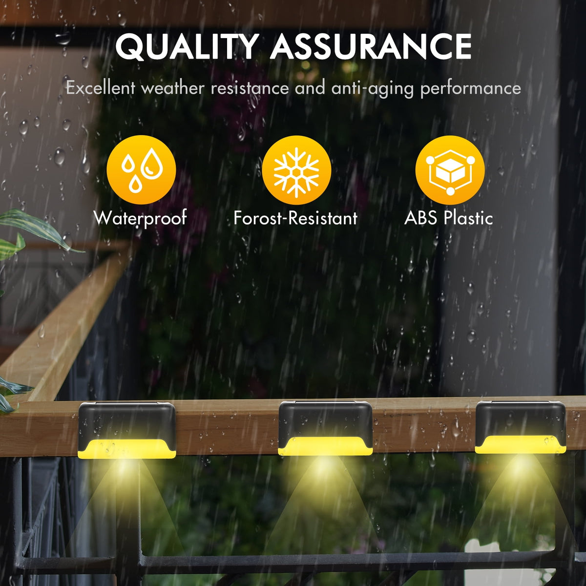 12 Pack Solar Deck Lights Outdoor, Solar Step Lights Waterproof LED Solar Lights for Outdoor Stairs Step Fence Yard Patio Pathway Christmas Decoration Lights(Black-Warm White)