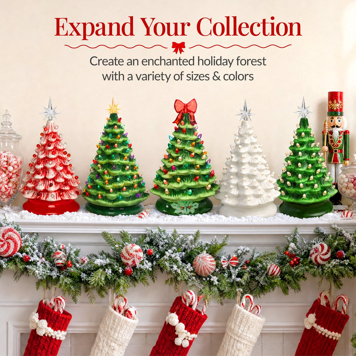 Best Choice Products Ceramic Christmas Tree, Pre-lit Hand-Painted Tabletop Holiday Tree - Green w/ Multicolored Lights