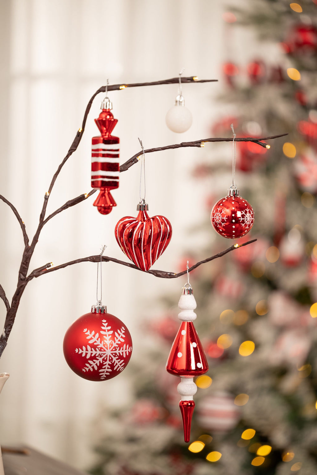 Valery Madelyn 24ct 2.36" Christmas Ball Ornaments, Red White Shatterproof Ornaments for Christmas Party Decor
