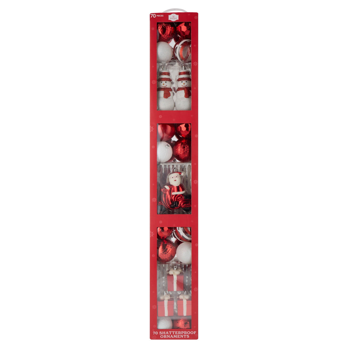 70-Count Red and White Shatterproof Christmas Ornaments, by Holiday Time