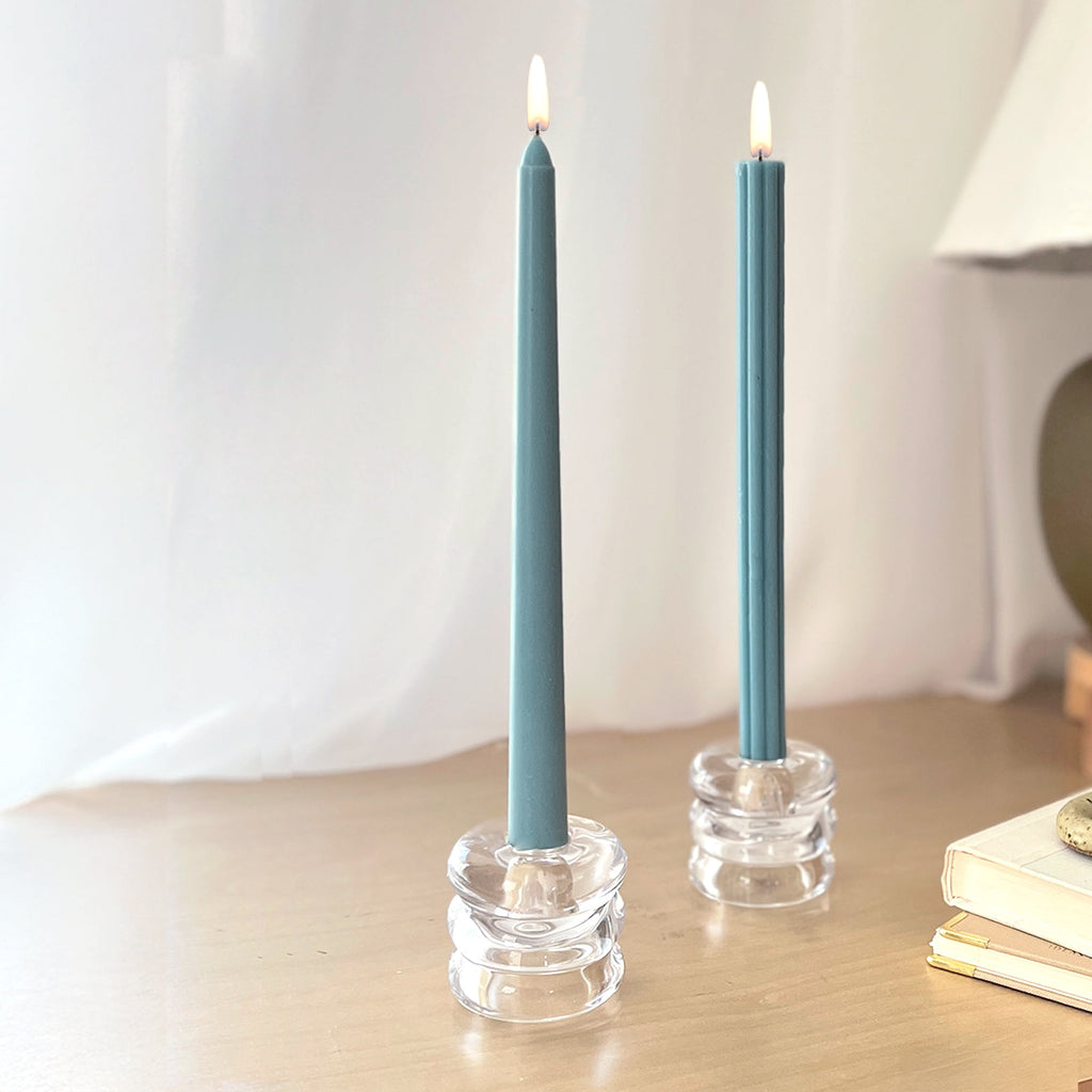 Mainstays Paraffin Wax 10 in Ribbed Taper Candle, Unscented, Red