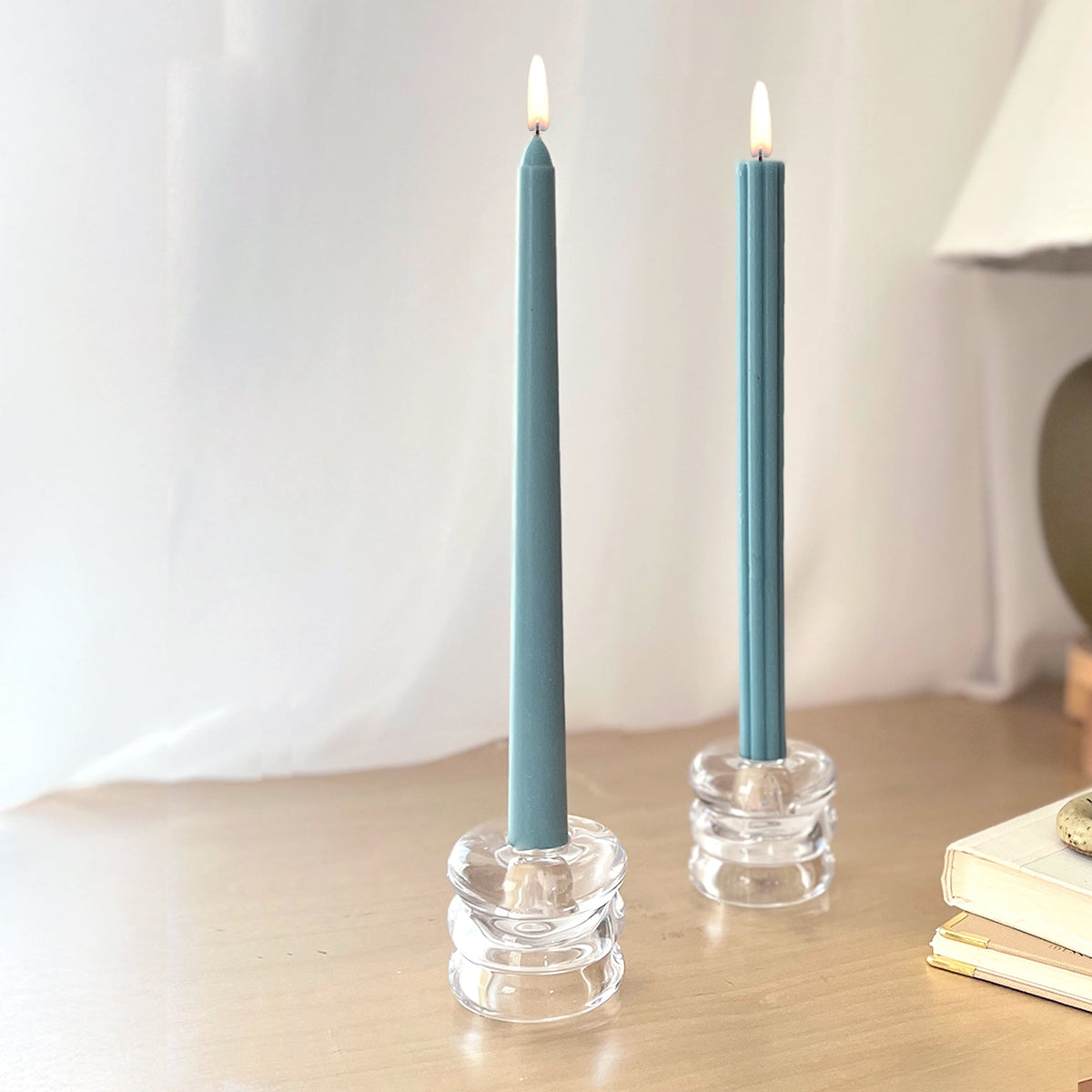 Mainstays Paraffin Wax 10 in Ribbed Taper Candle, Unscented, Red