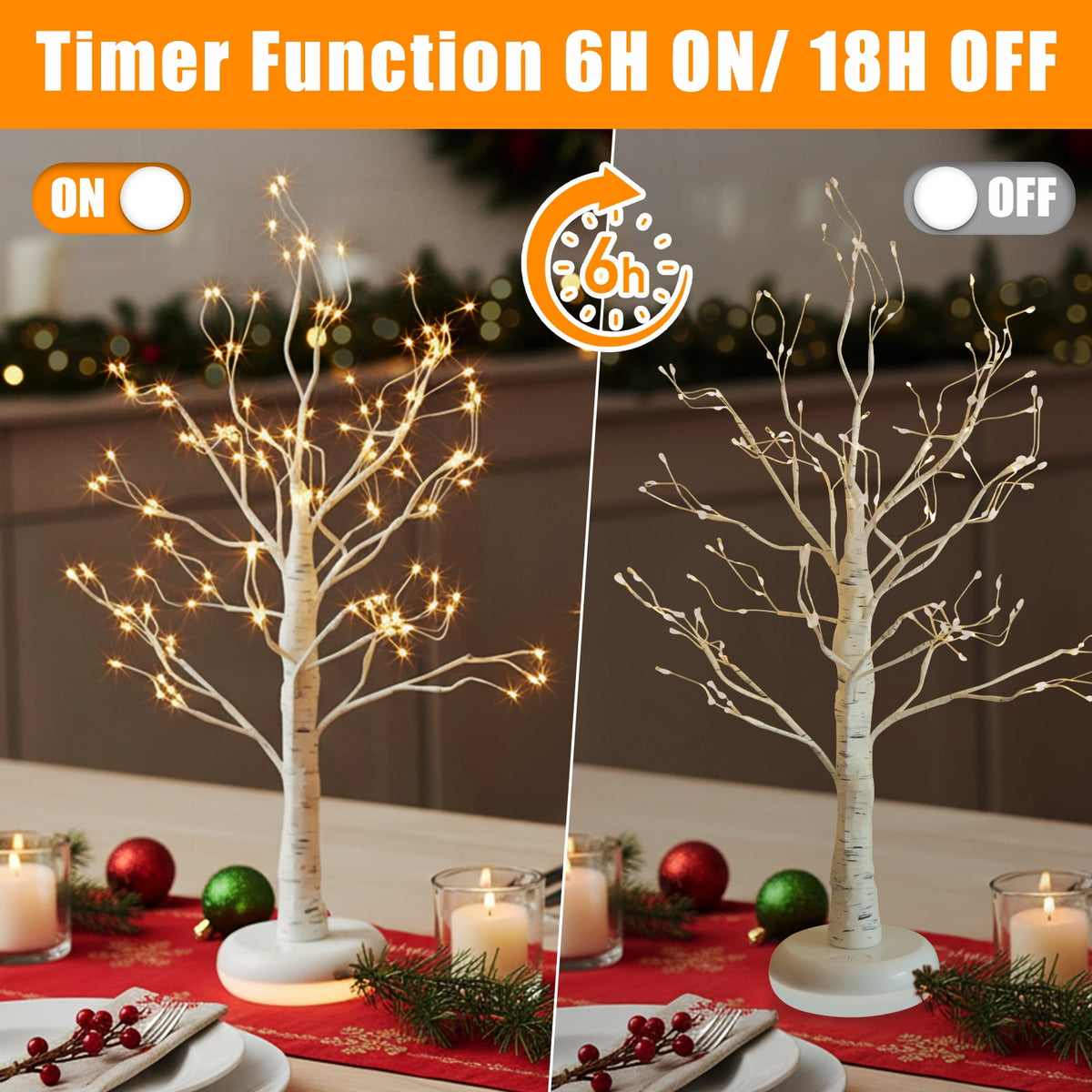 EAMBRITE Birch Tree with Lights, Lighted Twinkle Christmas Tree Fairy Light Spirit