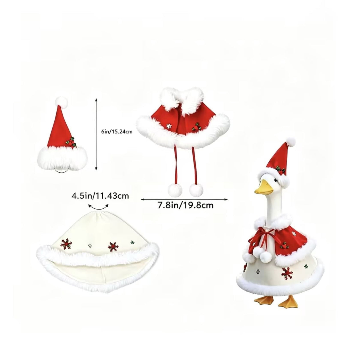Aurorax Christmas Goose Clothes for Cement Goose Porch Goose 23"/17",Porch Goose Outfit 19 inch,Red Holiday Porch Goose Clothing Accessories for Garden Lawn Yard