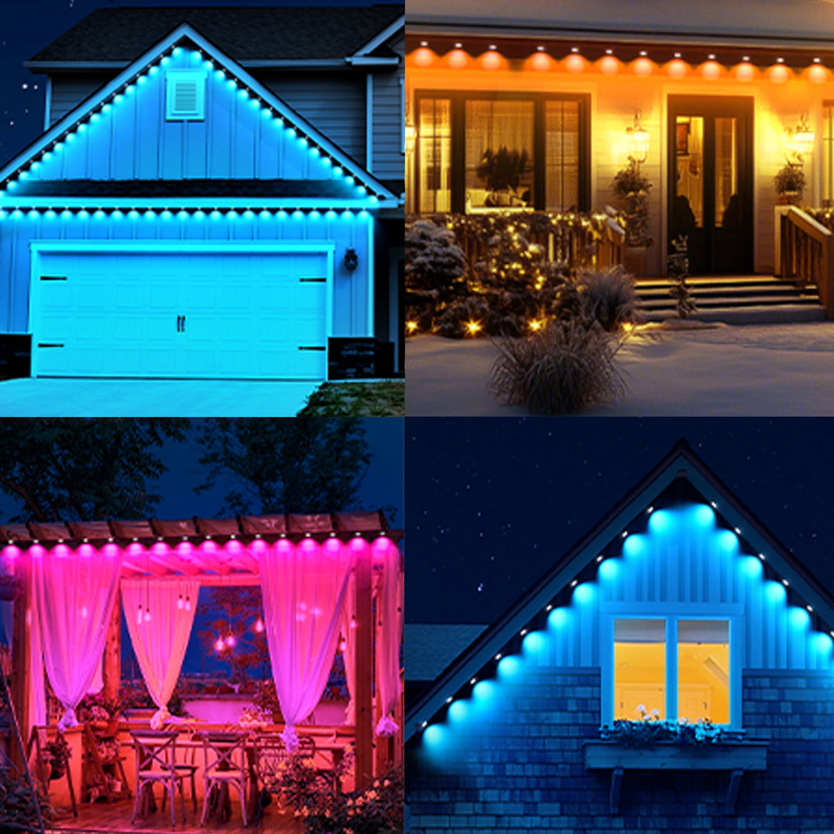 DAYBETTER 50ft Permanent Outdoor Lights, RGB Eaves String Lights with 25LED, Remote/APP Control, IP65 Waterproof, for Garden Halloween Christmas Party Decorations