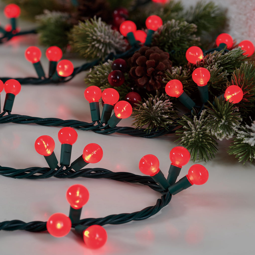Indoor/Outdoor 90-Count LED G15 Globe Christmas Garland Lights, Frosted Warm White, Green Wire, 9', by Holiday Time