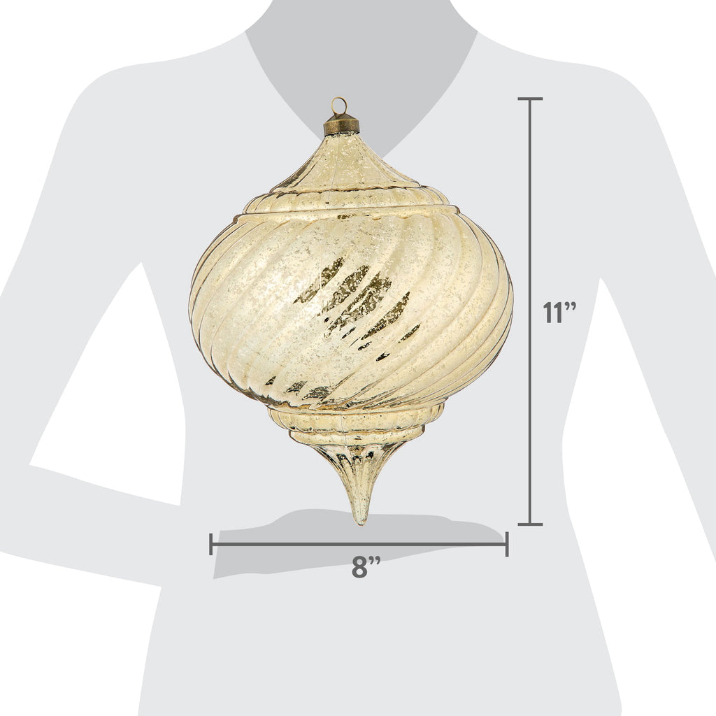 My Texas House 2-Count Gold Finial Shatterproof Christmas Ornaments, 11"
