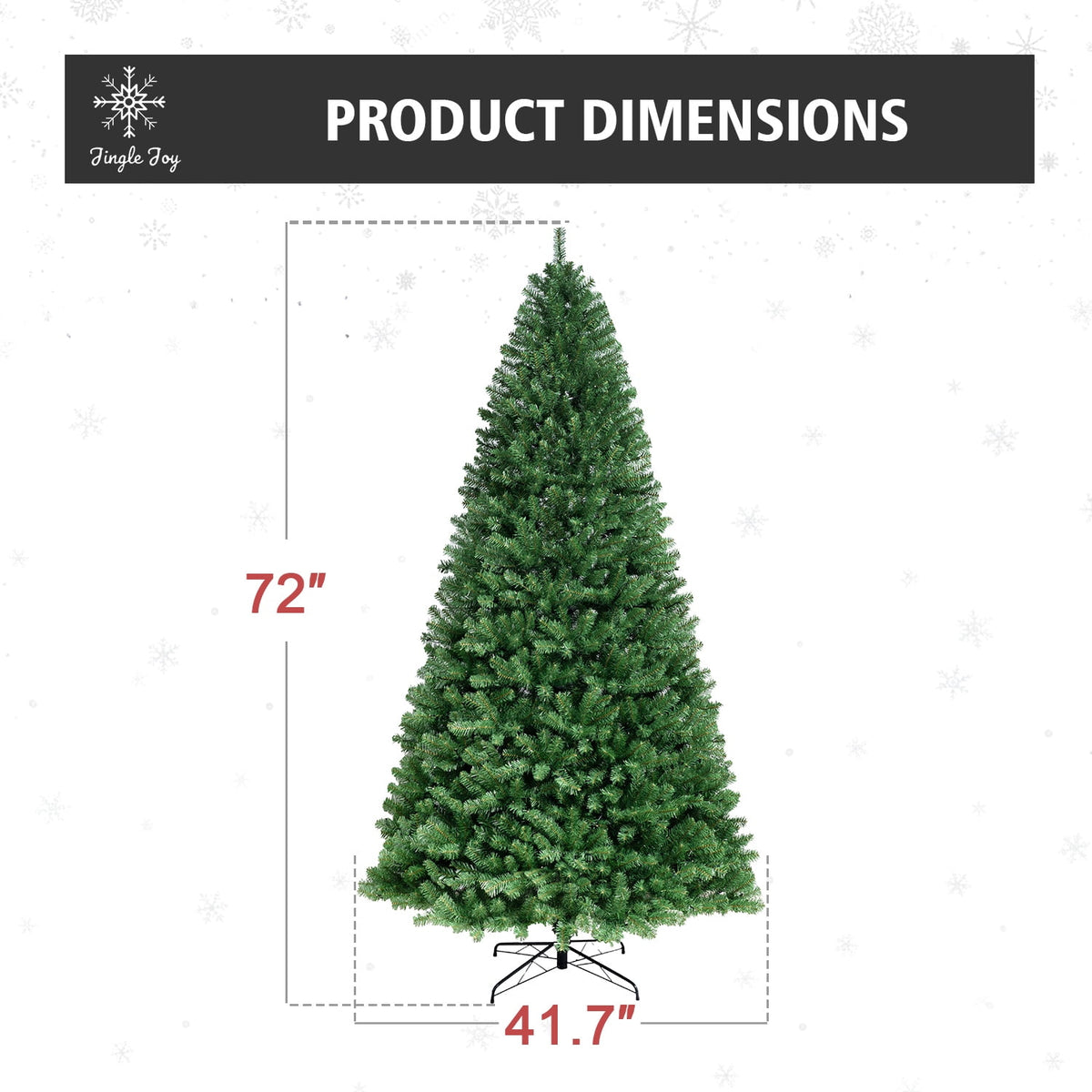 Jingle Joy 6 ft Evergrow Spruce Premium Hinged Artificial Christmas Tree, 833 Branch Tips, Unlit, Realistic Full Shape, Metal Stand Included