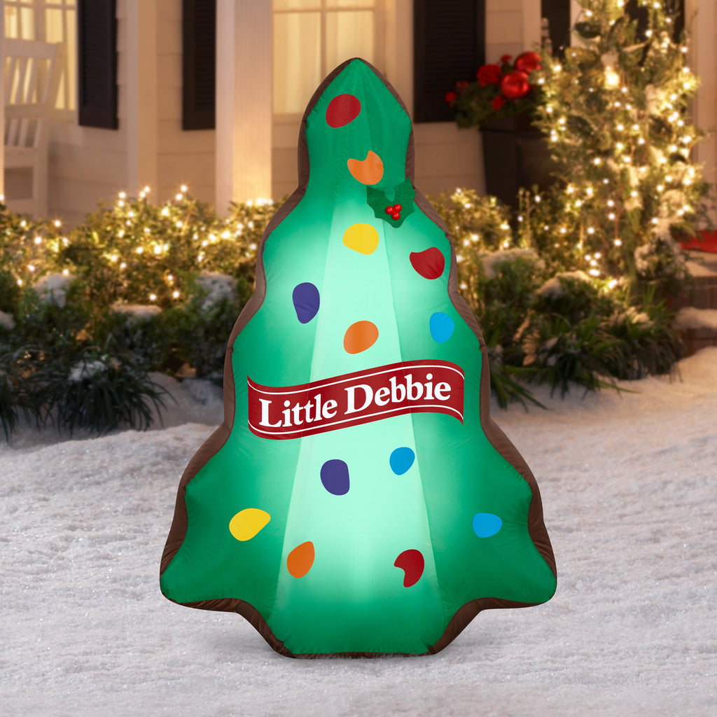 Airblown Christmas Yard Inflatables Light Little Debbie Green Christmas Tree Brownie Mc Kee 4.5 ft