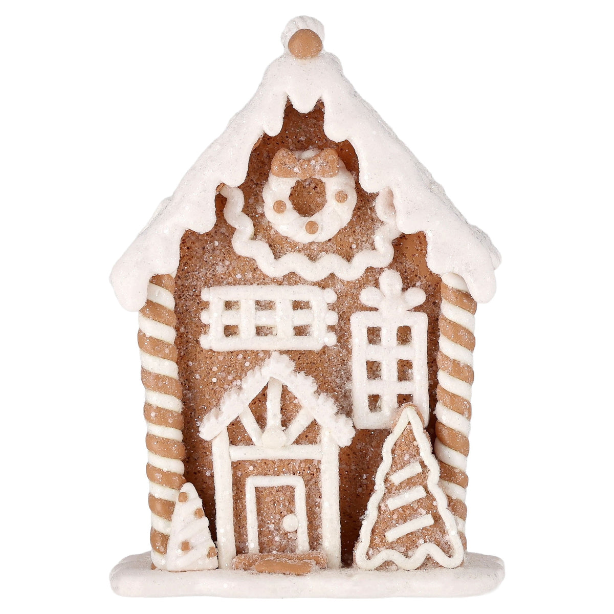 Clay Dough Gingerbread House Christmas Decoration, Brown and White, 5.5", by Holiday Time