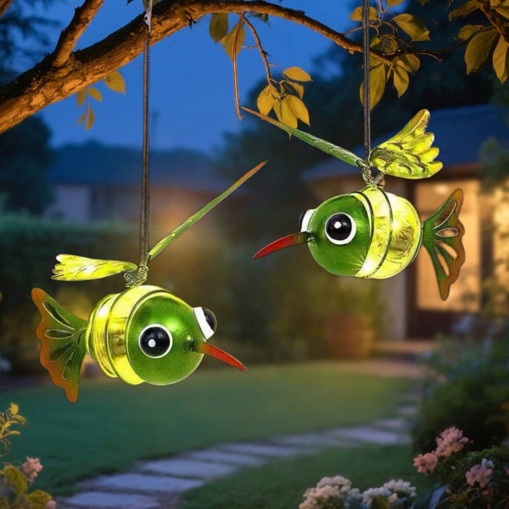 2 Pack Solar Butterfly Hanging Lantern Waterproof LED Outdoor Decor Light for Patio Garden Yard Pathway Balcony Porch Backyard