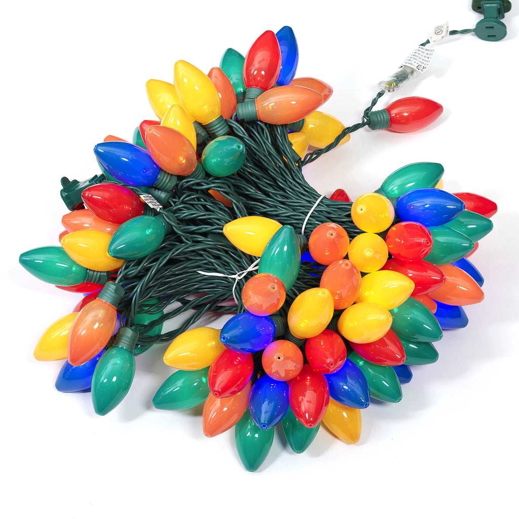 Indoor/Outdoor 100-Count LED Smooth C9 Christmas String Lights, Multicolor, Green Wire, 57', by Holiday Time