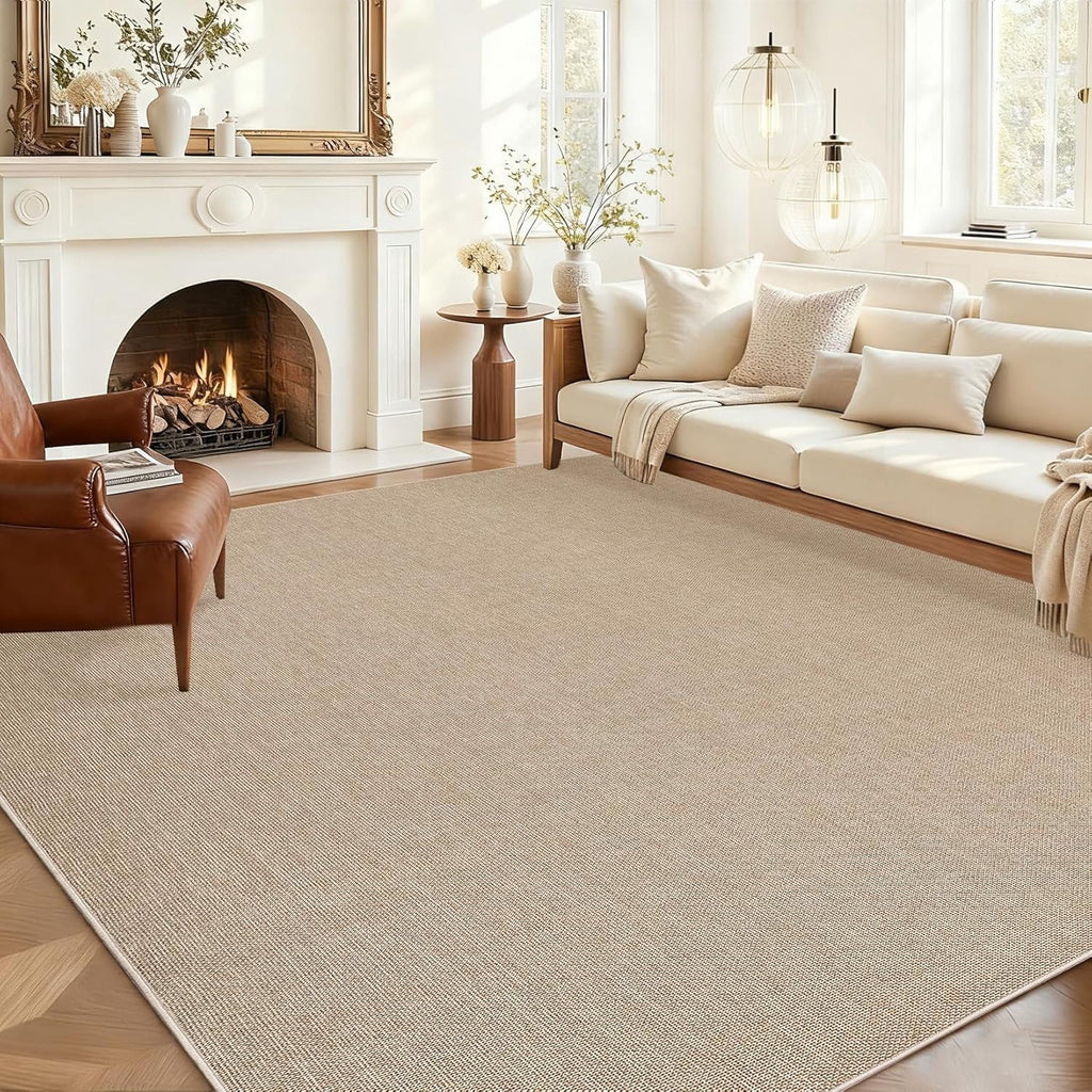 6 x 9 ft Washable Area Rug, Modern Woven Textured Rug, Soft Low Pile Non Slip Non Shedding Rug for Living Room Bedroom Dining Room - Dark Brown