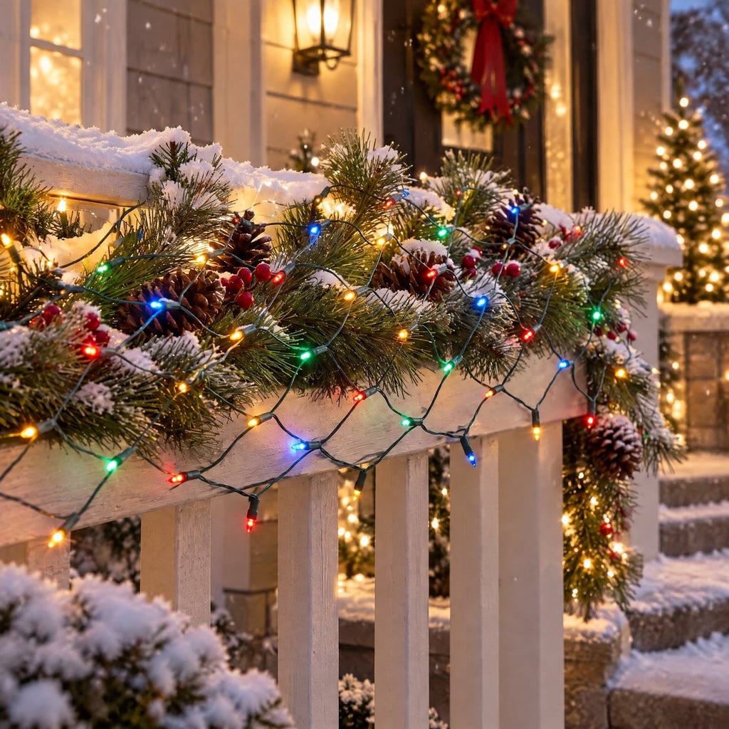 Indoor/Outdoor 150-Count LED Ribbon Christmas Net Lights, Warm White, Green Wire, 7.5' x 8", by Holiday Time