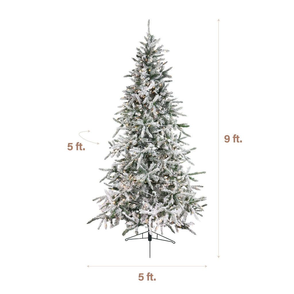 Fraser Hill Farm 6.5-Ft Flocked Mountain Pine Artificial Christmas Tree with Warm White LED Lights, FFMP065-5SN