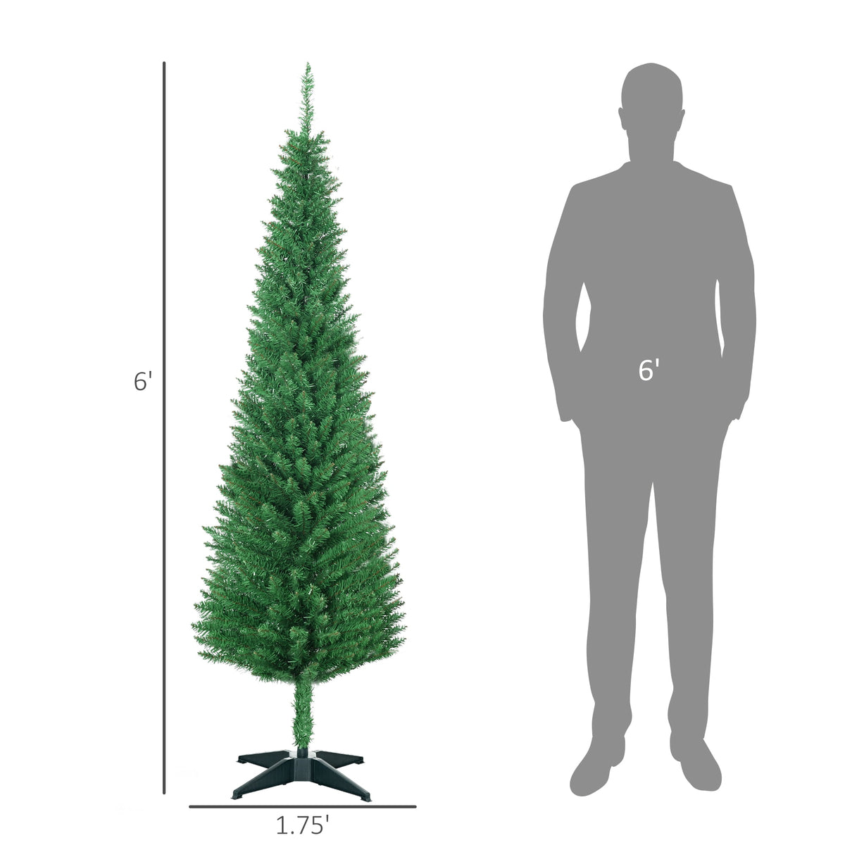 HOMCOM 8' Artificial Christmas Tree Holiday Home Décor, 618 Tips, Black