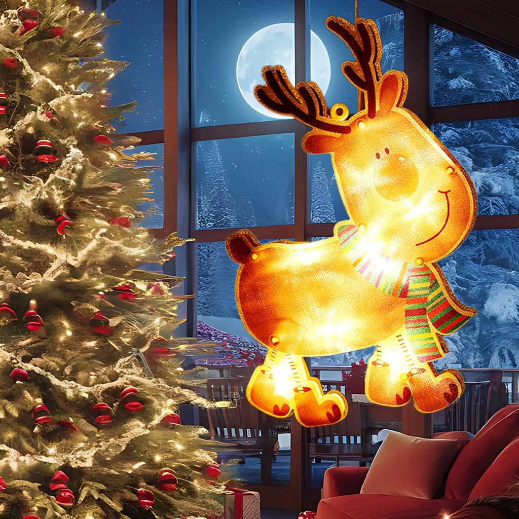 RXIRUCGD Christmas Window Hanging Lights Decorations, Christmas Window Lights with Suction Cup, Battery Operated Hanging Christmas Window Lights Indoor for Xmas Tree Fireplace Door Window Decor