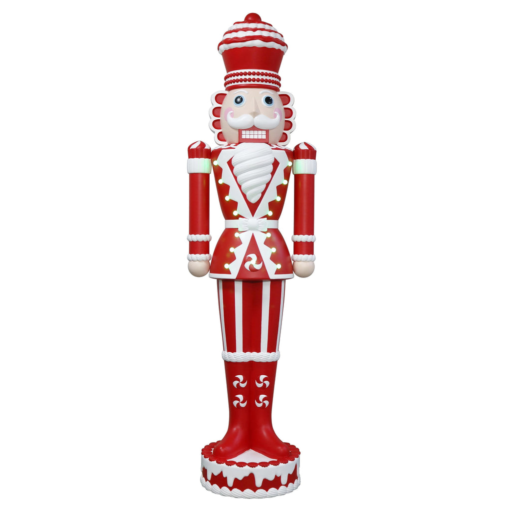 Lighted Blow Mold Candy Nutcracker Indoor/Outdoor Christmas Decoration, Red and White, 72", by Holiday Time