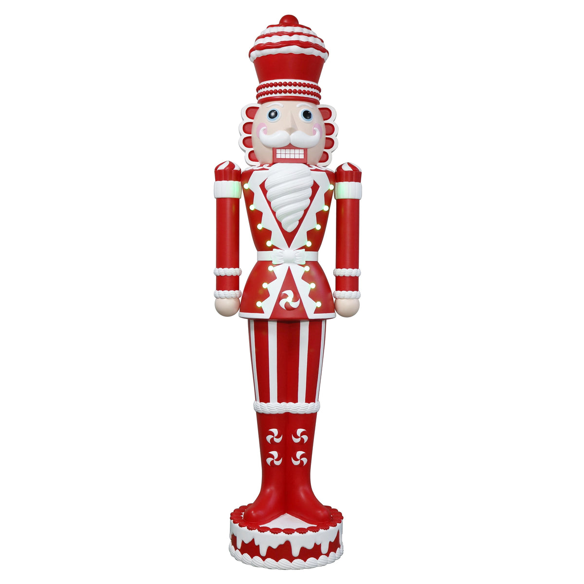 Lighted Blow Mold Candy Nutcracker Indoor/Outdoor Christmas Decoration, Red and White, 72", by Holiday Time