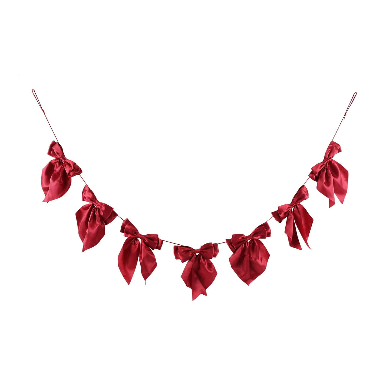 Satin Bow Christmas Garland, Red, 6', by Holiday Time