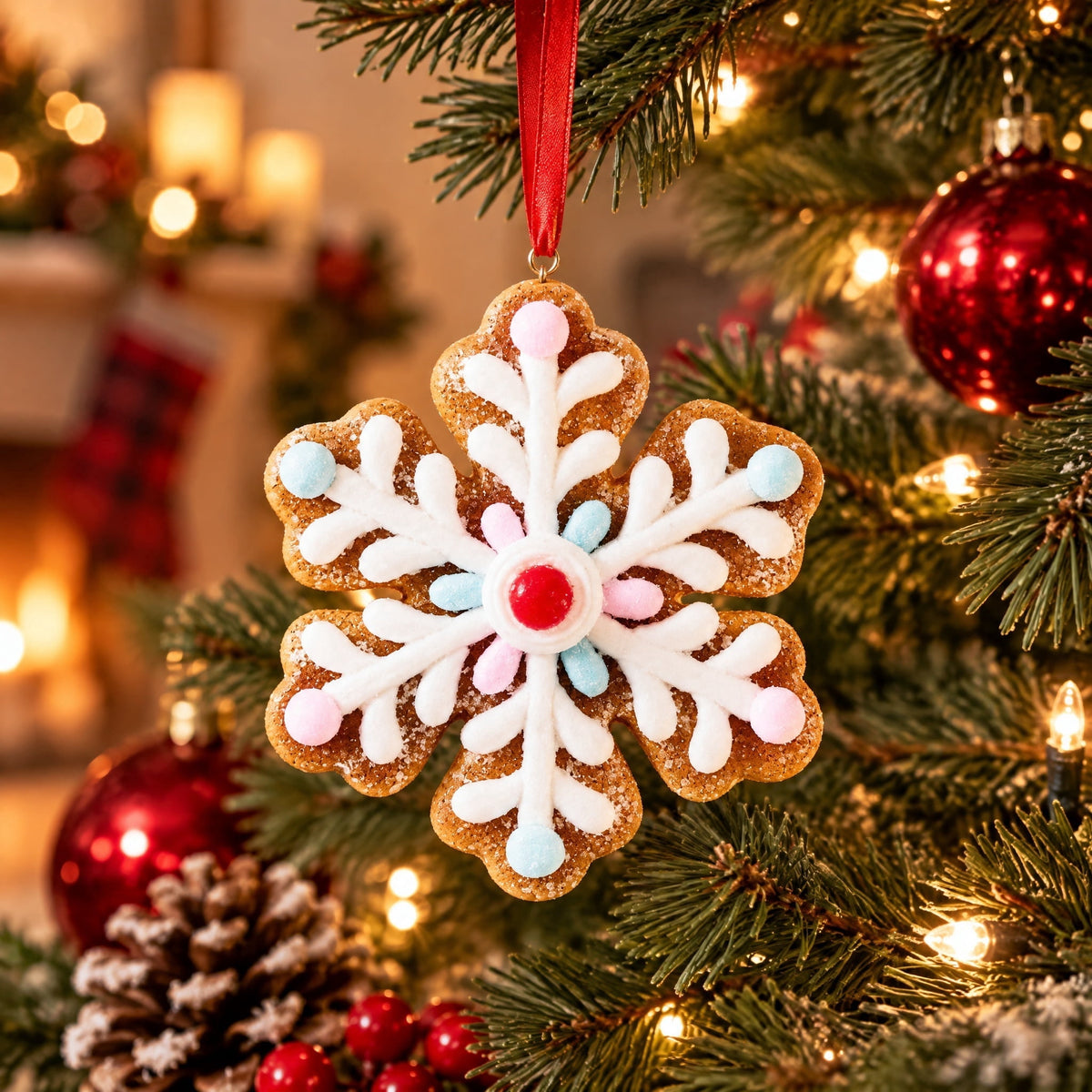 Multicolor Clay Dough Gingerbread Snowflake Christmas Ornament, 4", by Holiday Time