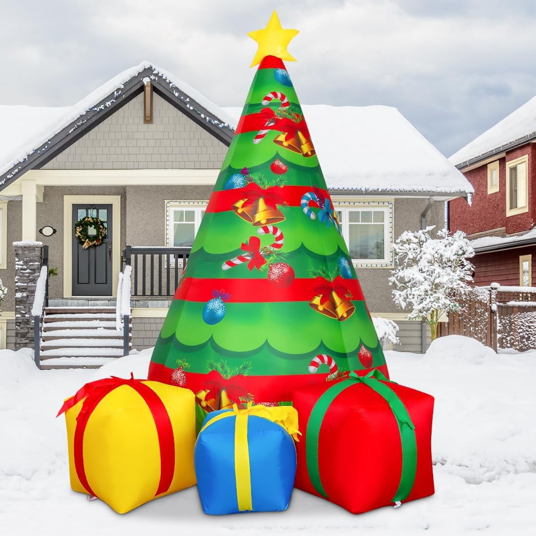 GOOSH Christmas Inflatable 7 FT Outdoor Christmas Tree Decorations, Outdoor Christmas Tree Decorations with Built-in LEDs, Christmas Decorations Clearance for Xmas/Holiday/Party