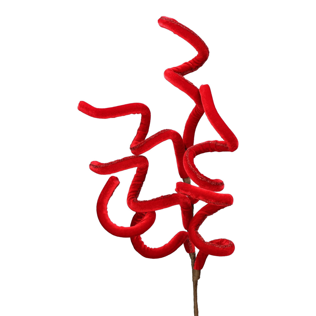 Red Velvet Curly Decorative Christmas Pick, 16", by Holiday Time