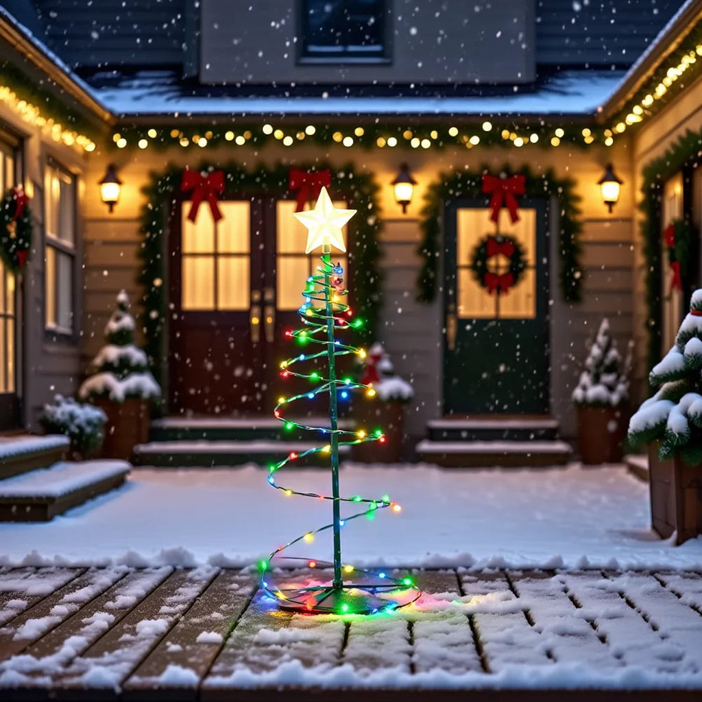 AuroraX Christmas Tree Christmas Decorations DIY 8 Lighting Modes Solar Waterproof Lighted Holiday Yard Stakes Indoor Outdoor Lights Patio Christmas Decorations