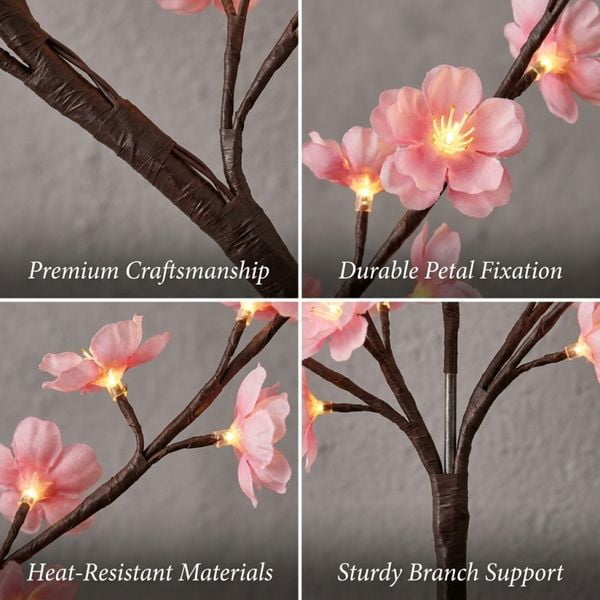 48LED/3.94FT Cherry Blossom Vine Lights with Remote Control, 8 Lighting Modes for Bedroom Wall and Indoor Decor