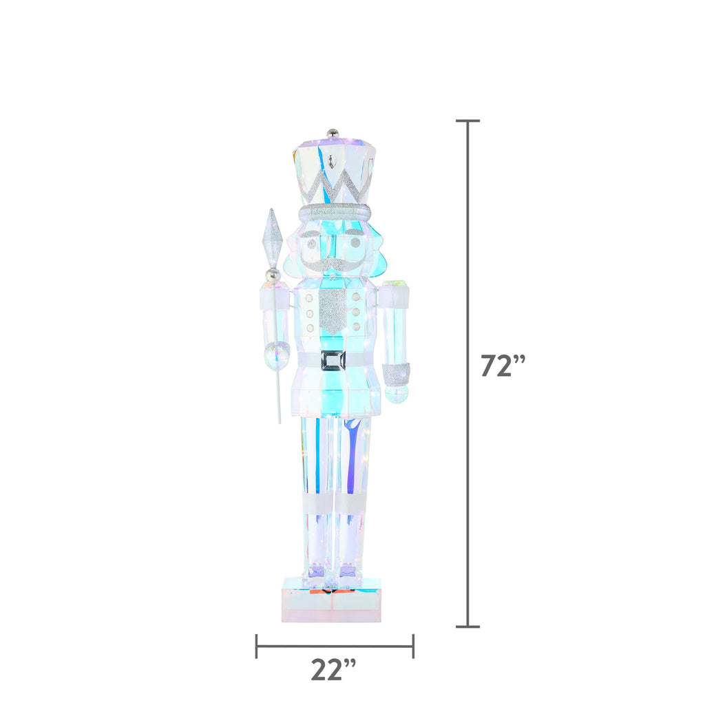 LED Lighted Prism Nutcracker Christmas Decoration, Iridescent, 72", by Holiday Time
