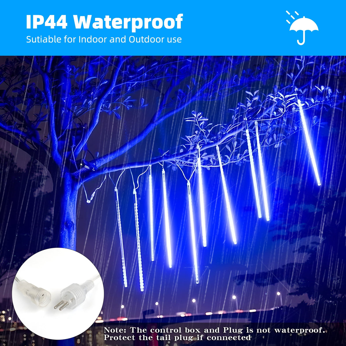DAYBETTER Multi-Color Meteor Shower Lights Outdoor, Christmas&nbsp;Sting Lights 20in 10 Tube Waterproof Connectable Falling Rain Lights for Garden&nbsp;Yard&nbsp;Halloween Christmas Decoration