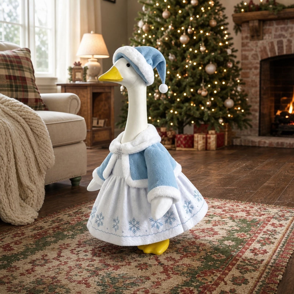 Aurorax Christmas Goose Clothes for Cement Goose Porch Goose 23"/17",Porch Goose Outfit 19 inch,Red Holiday Porch Goose Clothing Accessories for Garden Lawn Yard