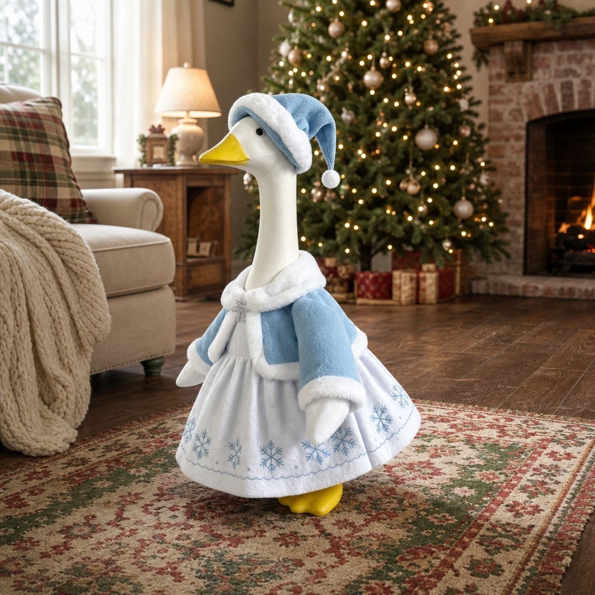 Aurorax Christmas Goose Clothes for Cement Goose Porch Goose 23"/17",Porch Goose Outfit 19 inch,Red Holiday Porch Goose Clothing Accessories for Garden Lawn Yard