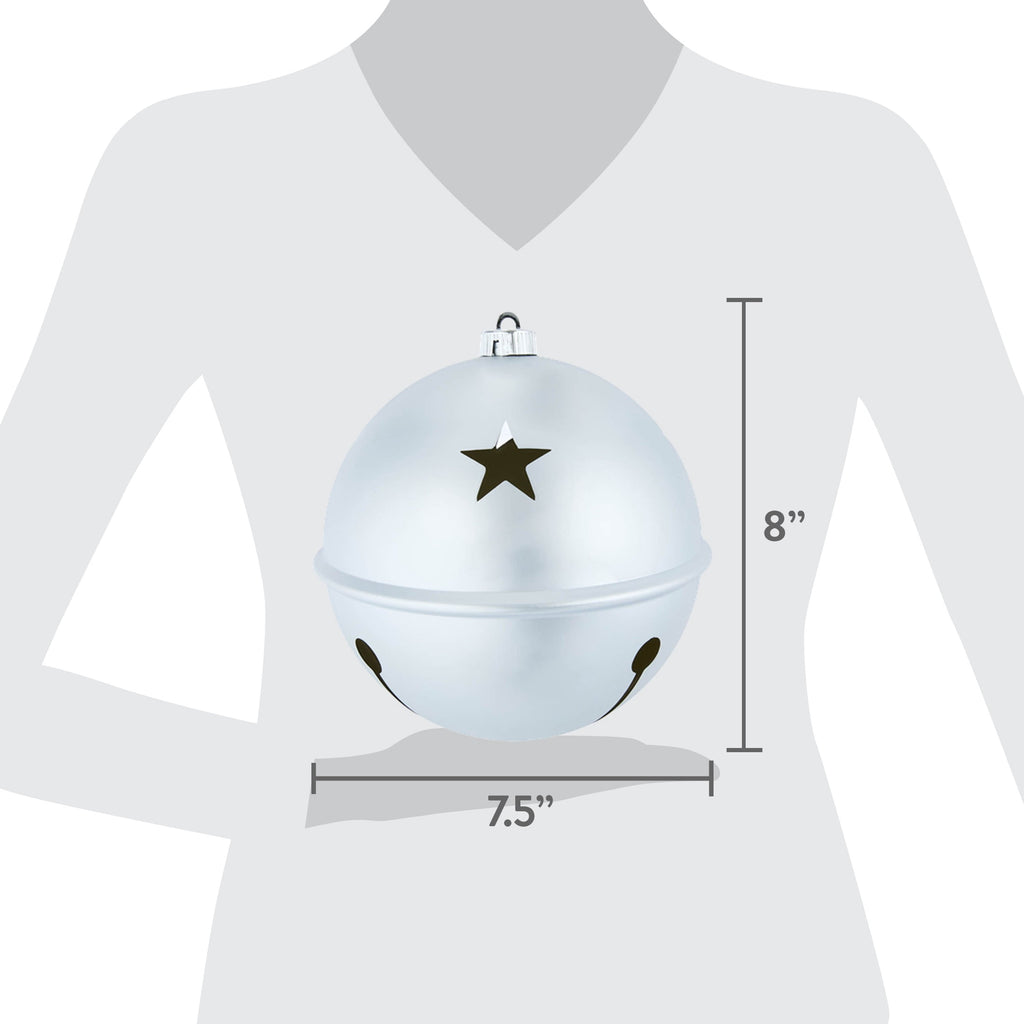 2-Count Silver Jumbo Bell Shatterproof Christmas Ornaments, 8", by Holiday Time