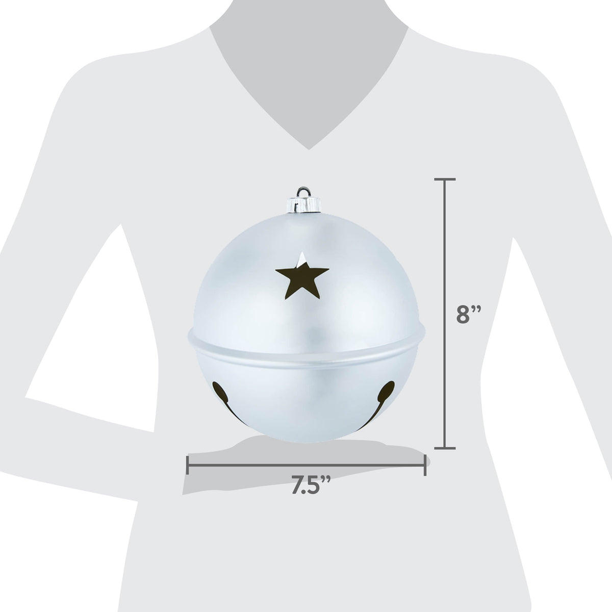 2-Count Silver Jumbo Bell Shatterproof Christmas Ornaments, 8", by Holiday Time