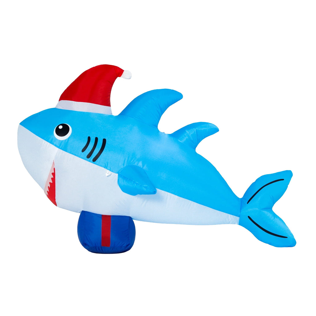 Blue/White/Red Shark Christmas Airblown Yard Inflatable, 4', by Holiday Time